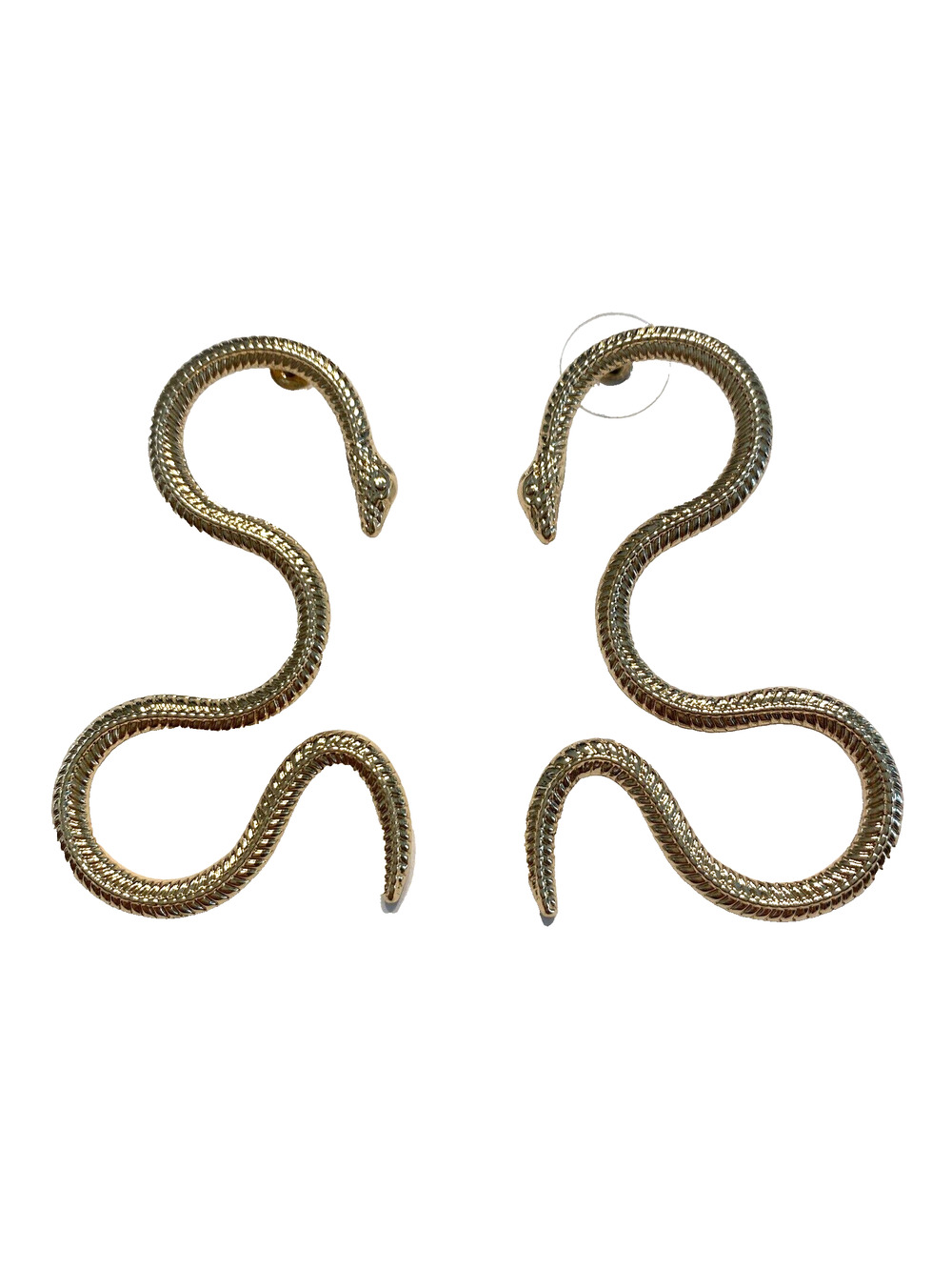 Gold Snake Shaped Pierced Earrings Fashion Statement Long Goth Wicken Jewelry